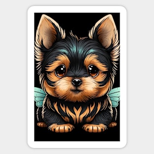 Super Cute Yorkshire Terrier Puppy Portrait Sticker